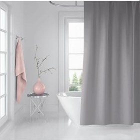 Resim Banyo Perdesi Gri 1x180x200, Perde Borusu Askı Aparatı Köşe Boru Beyaz Hediyeli, Duş Perdesi Seti 