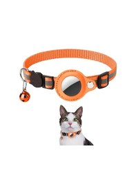 Resim Etashop Airtag Uyumlu Reflektif Kedi Tasması Zilli Ayarlanabilir Kedi Boyun Tasması 22-32 Cm Turuncu 
