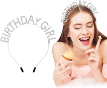 Resim NessiWorld KristalTaşlıGümüşBirthdayGirlYazılıDoğumGünüPartiTacı19x11cm 