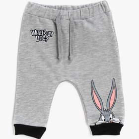 Resim Erkek Bebek Bugs Bunny Lisanslı Baskılı Beli Bağlamalı Eşofman Altı 