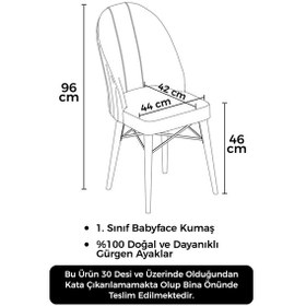 Resim Canisa Ritim Serisi, 1.sınıf Babyface Ithal Kumaş, 6 Adet Pembe Sandalye, Beyaz Gürgen Ayak, Gold Halkalı Pembe 