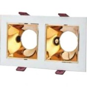 Resim Cata GU10 Duy Girişli Beyaz - Bakır Kare Sıva Altı 2`li Dekoratif Kaide (Ct - 5078) 