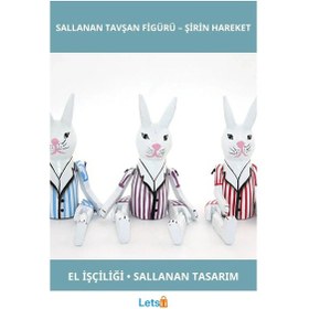 Resim El Yapımı Doğal Ahşap Sallanan Tavşan Figürü 1 Adet 