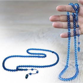 Resim Tesbihname Ateş Kehribar Namaz Tesbihi - Sistemli - Turkuaz Renk - Özel Kesim 