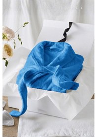 Resim %100 Pamuk Unisex Koyu Turkuaz Bornoz - Şalyaka Otel Bornozu, Spa Için Ideal, Günlük Kullanıma Uygun Turkuaz 