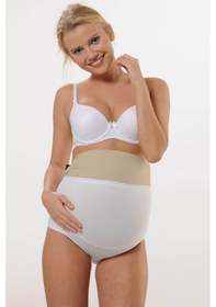 Resim Hmd Underwear Kadın 3'lü Beyaz Pamuklu Yüksel Bel Hamile Lohusa Külot & Rahat Doku -hmd1413-3 Beyaz 