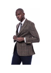 Resim Wessi Ekose Sivri Yaka Slim Fit Kahverengi Ceket 001 
