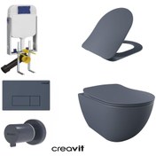 Resim Creavit Gr5001- Fe320 5 Parça Basalt Mat Asma Klozet Gömme Rezerv 