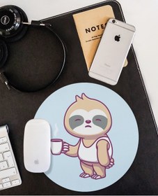 Resim WuW Önce Kahve Tembel Hayvan Yuvarlak Kaymaz Taban Mouse Pad 