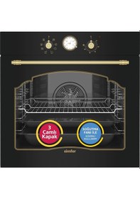 Resim Simfer 8 Fonksiyon Retro Siyah Multi Turbo 2'li Ankastre Set (7349 Fırın + 3325 Ocak) 