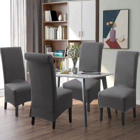 Resim Mufunye Su Geçirmez Elastik Büyük Boy Koltuk Örtüsü - Otel & Banket İçin Yüksek Omuzlu, Pabuç Desenli Gri Koltuk Kılıfı Toptan Satış 