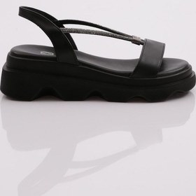 Resim Dgn 3511 Kadin Kalin Taban Taş İpli Sandalet 3511-2027-R1534 Siyah 