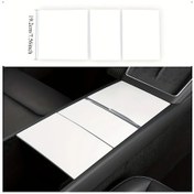 Resim Honeybeeshop 3 Parça Beyaz Tesla Model 3 2024 2025 Model Y 2025 Merkez Konsol Silikon Sarma Kiti Elektrostatik Emme Kapağı Araç İç Mekan Aksesuarı 