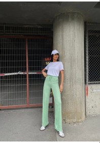 Resim Saklımoda Kadın Kaşkorse Kumaş Ispanyol Paça Pantolon Mint 