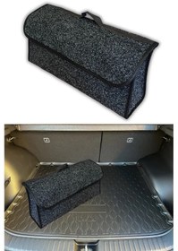 Resim Araç İçi Organizer Siyah Kenarlı Oto Bagaj Çantası 