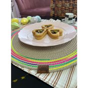 Resim DecoHandy 39cm Neon Renkli Şeritli Jüt Örme Supla Amerikan Servis 