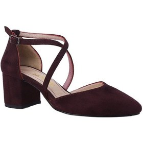 Resim Hobby 26530s Süet Deri Stiletto Kadın Ayakkabı Bordo 