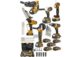 Resim Germany Steel 6'lı Muhteşem Takım 986VX Şarjlı Somun Sökme/taşlama/vidalama/testere/dal Budama/kırıcıhilti 5 Akülü 