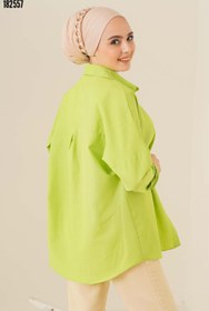 Resim 103901 Oversize Basic Tesettür Gömlek GYeşil 