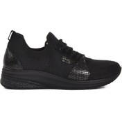 Resim Forelli Siyah Kadın Spor Ayakkabı Sneaker 