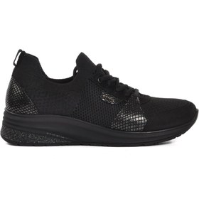 Resim Forelli Siyah Kadın Spor Ayakkabı Sneaker 
