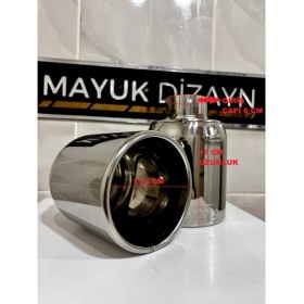 Resim Mayuk Dizayn 120MM Paslanmaz Krom Egzoz Ucu 120'LIK Her Araca Uyumlu Egzoz Ucu 2 Adet Set 