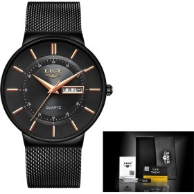 Resim Hanyang Siyah Altın Erkek Saatler Lıge Üst Marka Lüks Su Geçirmez Ultra Ince Tarih Saat Erkek Çelik Kayış Rahat Kuvars Izle Erkekler Spor Kol Saati (Yurt Dışından) 