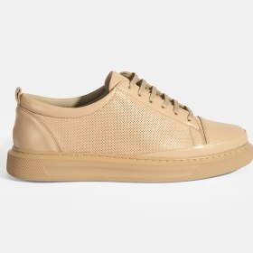 Resim Desa Kadın Bej Deri Bağcıklı Spor Ayakkabı 