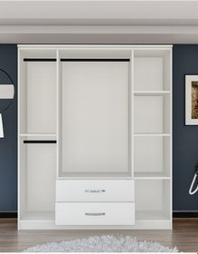 Resim Metalia Gm0035 Esil 4 Kapılı 2 Çekmeceli Aynalı Gardrop Dolap Beyaz 