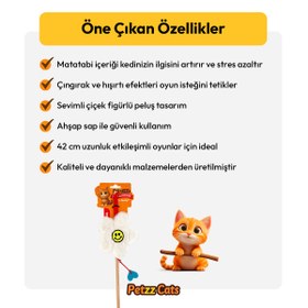 Resim PetzzCats Flower Matatabi ve Çıngırak Sesli Kedi Oltası Oyuncağı Beyaz 42 Cm 