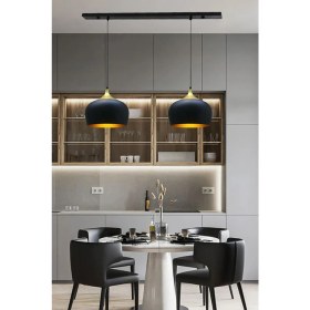 Resim Bamyum Ikili Geniş Çember Siyah Sarkıt Lamba Yemek Masası Oturma Odası Mutfak Salon Otel Showroom 