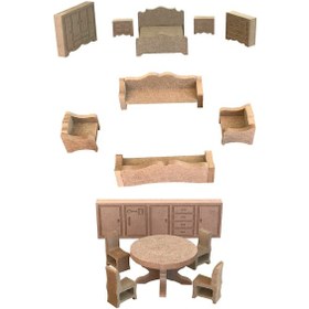 Resim Barbie Bebek Mobilya Takımı Oyun Evi 15 Parça 