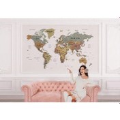 Resim Dünya Haritası Duvar Kağıdı Detaylı Ülke Ve Başkentli İngilizce Dünya Haritası-1702 