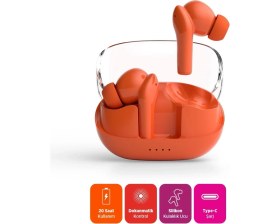 Resim Polosmart FS100 Dokunmatik Kablosuz Bluetooth 5.3 Tws Kulak Içi Kulaklık Kırmızı 