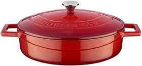 Resim Lava Döküm Çok Amaçlı Yayvan Tencere, Trendy, 24cm, Kırmızı 