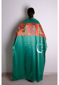 Resim Türkmenistan Milli Gönder Bayrağı Raşel Kumaş Dijital Baskı 70x105 cm 