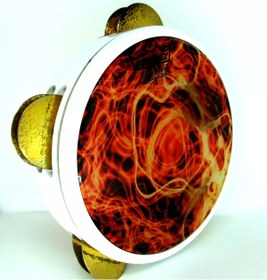 Resim Unosell Elde Dövme Zilli Tef Remo Derili 22 cm, Tef Tambourine Riq Marine W / Cymbals 