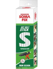 Resim Somafix 1 Kg 11.3 X 300 Mm Kalın Mum Silikon Şeffaf Çubuk Sıcak Silikon 