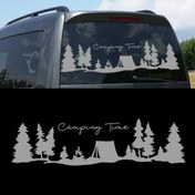 Resim Melek Pazarı 90 X 25 Cm Kamp Zamanı, Camping Time Orman Manzara Karavan Sticker, Kamp Sticker 