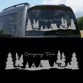 Resim Melek Pazarı 90 X 25 Cm Kamp Zamanı, Camping Time Orman Manzara Karavan Sticker, Kamp Sticker 