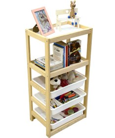 Resim Çok Amaçlı Oyuncak Dolabı 3 Sepet 2 Raf 