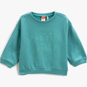 Resim Kız Bebek Sweatshirt Baskılı Uzun Kollu Bisiklet Yaka 