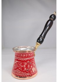 Resim Bakır Özel Çini İşlemeli Cezve 