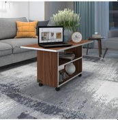 Resim Kenzlife orta salon sehpası atina cvz 075*090*50 tekerlekli yemek masası 