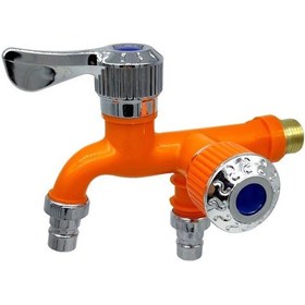 Resim Dianziye Çift Su Çıkışı Seramik+metal Lavabo/banyo/ Balkon Çeşitli Kullanım Su Arıtma Musluğu Turuncu 