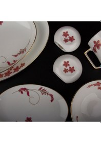 Resim Evalıza Nostaljı Çiçek Kahvaltı Tkm 42 Prç Beyaz - Pembe 