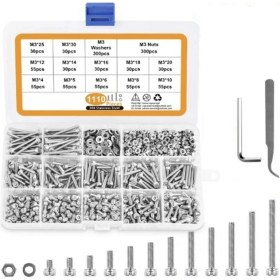 Resim Seeppitous M3 Paslanmaz Çelik Vidalar Fındıklar Yetenekli Çiftlik Kiti Altı Strenches, 1100 Pcs Altı Soket Düğmesi Baş Kapak Vidaları (Yurt Dışından) 