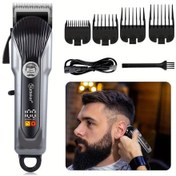 Resim Xuweiwei Hatteker Profesyonel Sac Tras Makinesi Simli Siyah Akilli Dijital Ekran Usb Sarj Edilebilir 2000mah Abs 4 Asamali Bicak Mikro Ayarlama 