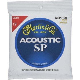 Resim Martin MSP3100 80/20 Bronze Light Akustik Gitar Teli (12-54) 