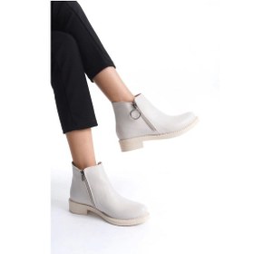 Resim Margaret Fermuarlı Ortopedik Taban Topuklukadın Bot Kt - Krem Krem 